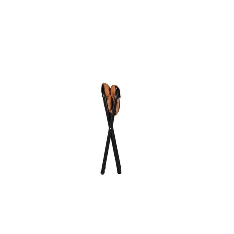 Fiam Chico Leather cognac, sort aluminium fotskammel, krakk