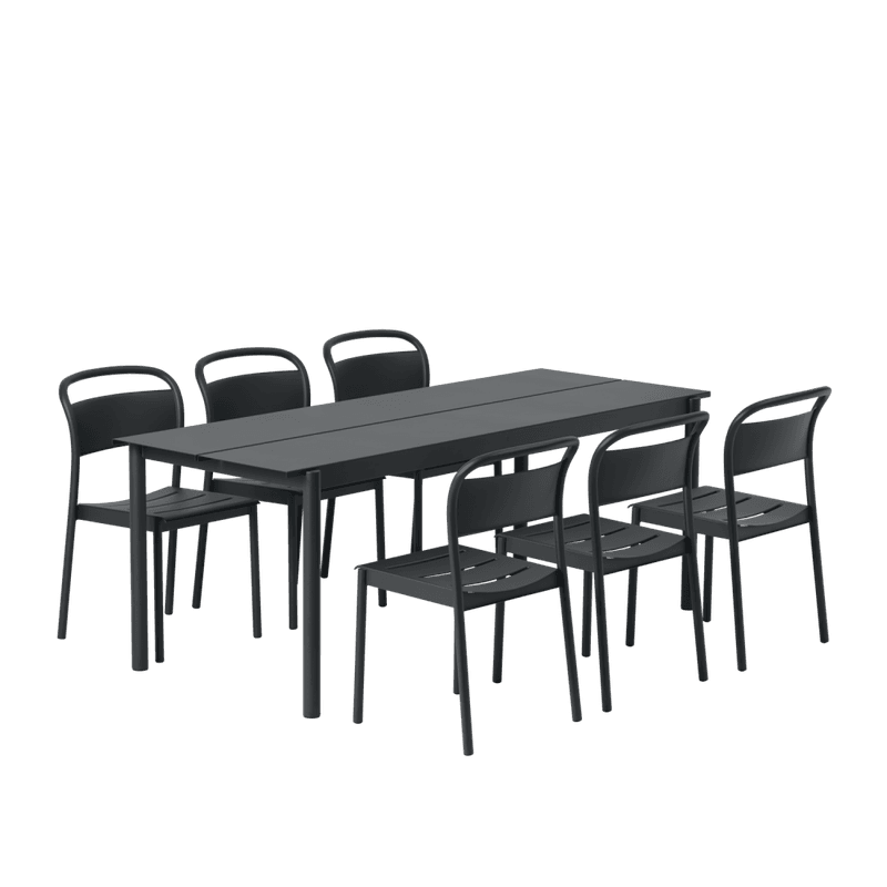 Muuto Linear Steel Table 220 cm Black, Svart Hagemøbel bord