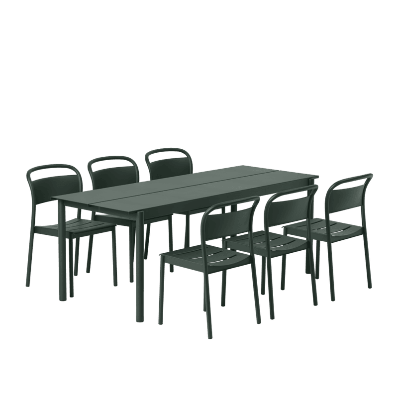 Muuto Linear Steel Table 220 cm Dark Green, Grønn Utebord