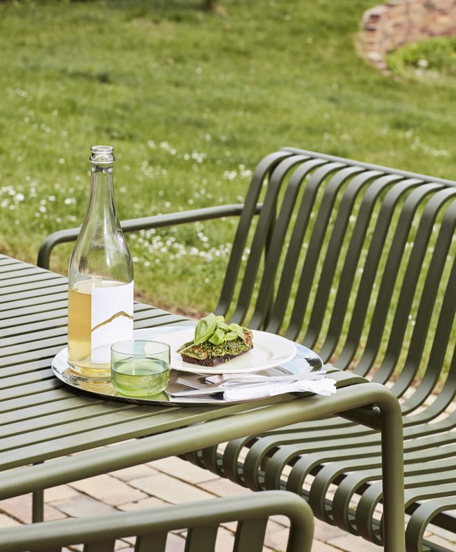 HAY Palissade Dining Bench Armrest, 128 Olive Spisebenk