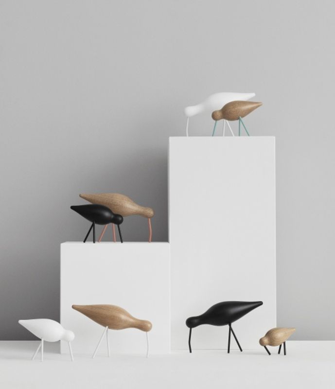 Normann Copenhagen Shorebird small, oak/black, eik/svart fugl