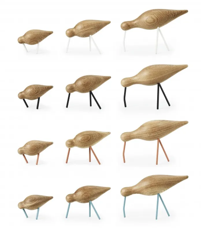 Normann Copenhagen Shorebird large, oak/black, eik/svart fugl