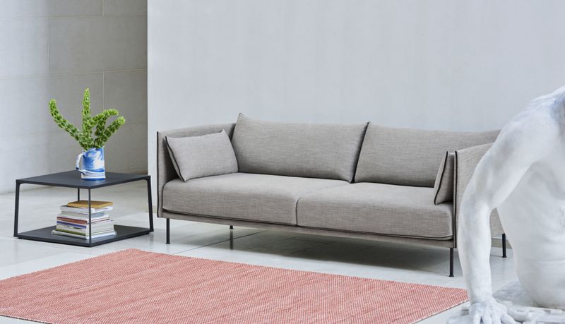 HAY Silhouette Black legs Ruskin 33, 3 seter sofa Black Leather