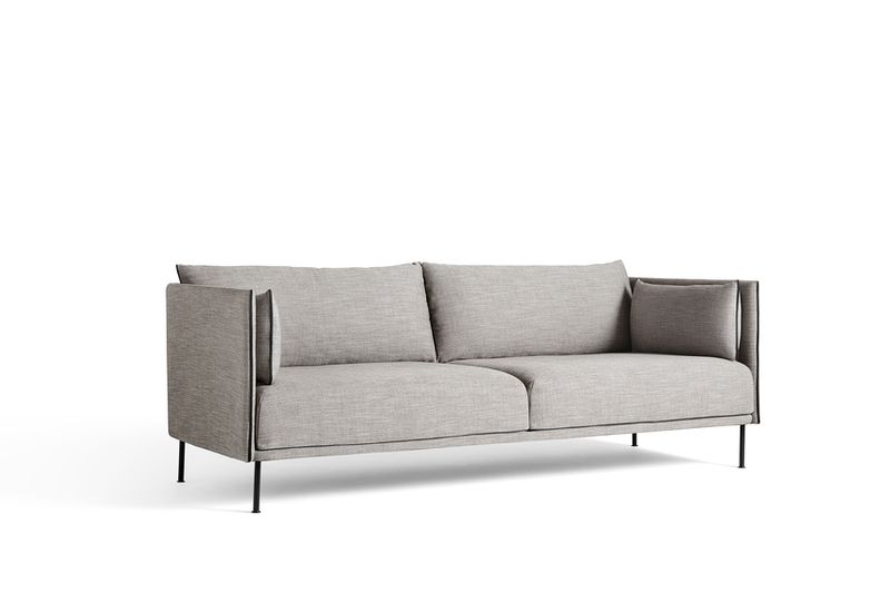 HAY Silhouette Black legs Ruskin 33, 3 seter sofa Black Leather