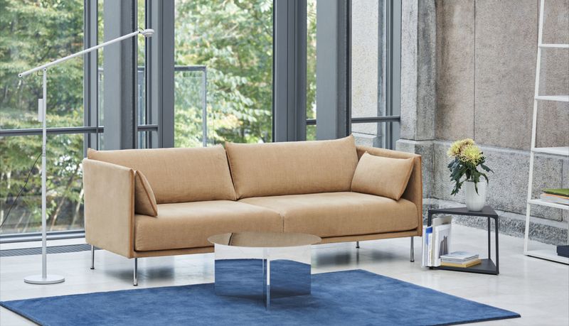 HAY Silhouette Linara 142, 2 seter sofa Crome, Leather Piping