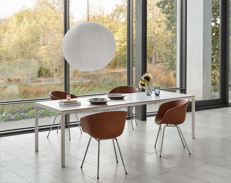 HAY T12 Table White powder coated aluminium frame L200 x W95 x H74 White laminate tabletop Water-based lacquered plywood edge Spisebord, hvit