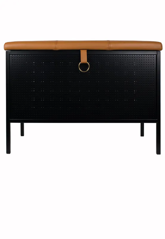 Maze Frank the Storage bench, Black Cognac leather