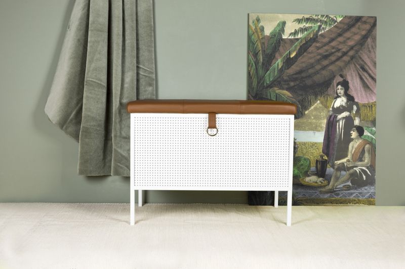 Maze Frank the Storage bench, White Cognac leather