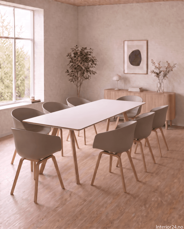 Hay Spisegruppe  CPH30 Table Lacquered oak frame L250 x W90 x H74-White laminate tabletop Lacquered edge + 8 AAC 22 Khaki oak