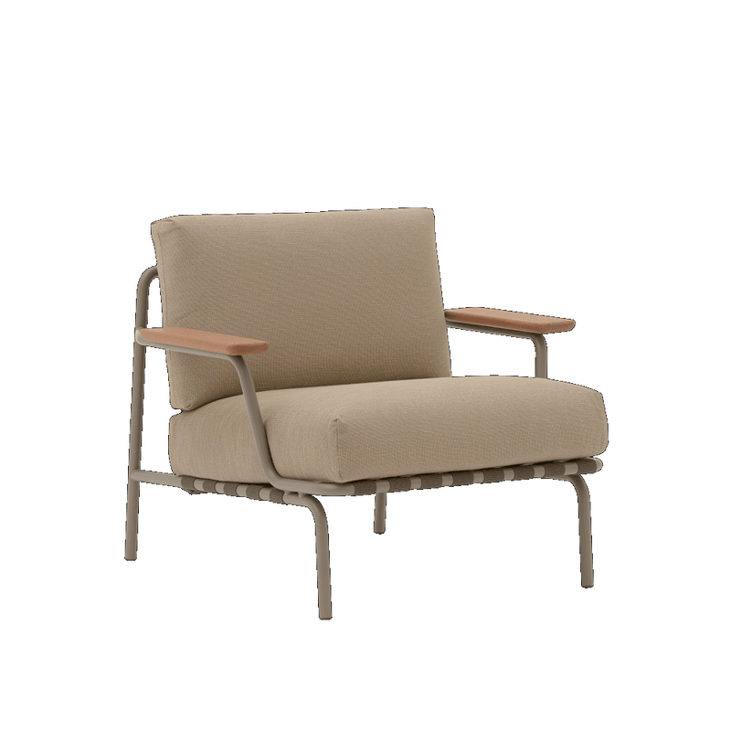Muuto Settle 3 + 2 + 1 sittegruppe w armrest Ribbed Weave 5 Taupe Hagemøbel Utesofa med armlener