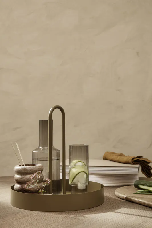 Ferm Living Ripple Long Glass (set of 4) Smoked Grey Grå