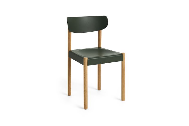 Hay Spisegruppe Two-Colour Table Ivory powder coated steel frame Ø105 x H74 Green Mint + 4 Pack Chair 10 Oiled solid oak Palm Green