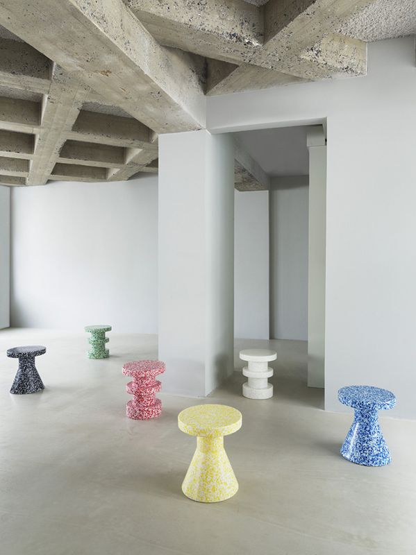 Normann Copenhagen BIT STOOL Cone Black White, Svart Hvit