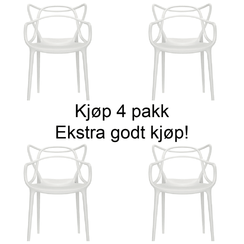 4 stk - Kartell Masters Dining chair spisestol, Hvit, White