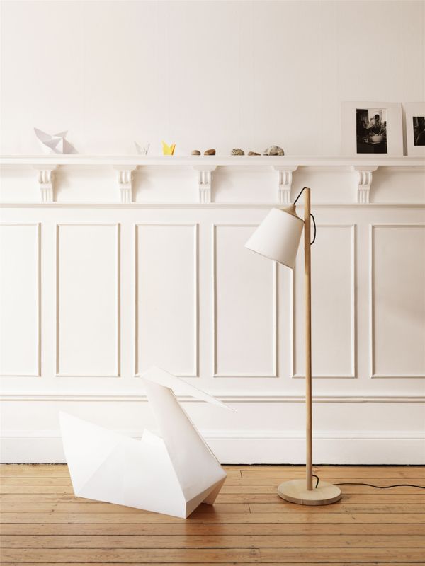 Muuto PULL floor Lamp, white oak Hvit eik Gulvlampe med dimmer